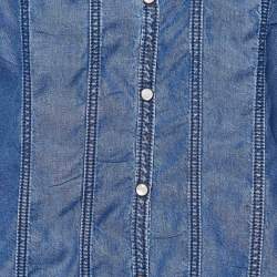 Pre Owned Burberry Brit Blue Denim Button Front Shirt L 