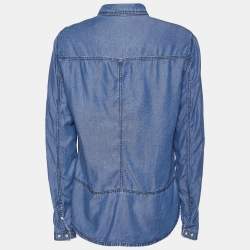 Pre Owned Burberry Brit Blue Denim Button Front Shirt L 