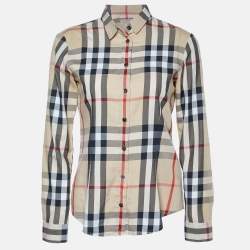 Pre Owned Burberry Brit Beige Nova Checks Cotton Shirt XS