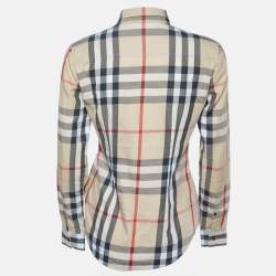 Pre Owned Burberry Brit Beige Nova Checks Cotton Shirt XS