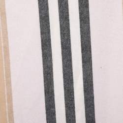 Pre Owned Burberry London Beige Reversible Icon Stripe Cashmere Stole