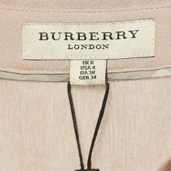 Pre Owned Burberry London Tan Chiffon Silk Semi Sheer Shirt S
