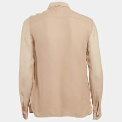Pre Owned Burberry London Tan Chiffon Silk Semi Sheer Shirt S
