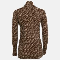 Pre Owned Burberry London Brown Bridle IP Pattern Jersey Top S