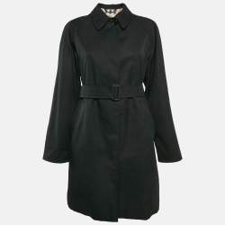 Pre Owned Burberry London Black Gabardine Belted Mid-Length Coat S