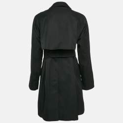 Pre Owned Burberry London Black Gabardine Belted Mid-Length Coat S