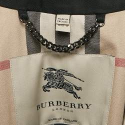 Pre Owned Burberry London Black Gabardine Belted Mid-Length Coat S