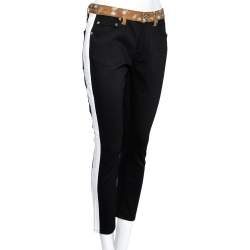 Pre Owned Burberry Black Contrast Paneled Denim Skinny Mid Rise Jeans M