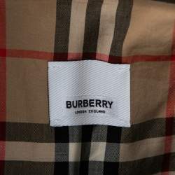 Burberry London Bright Red Faux Leather Belt Detail Coat S