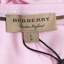Pre Owned Burberry City Pink Cotton V-Neck T-Shirt L 