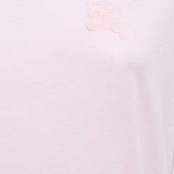 Pre Owned Burberry City Pink Cotton V-Neck T-Shirt L 