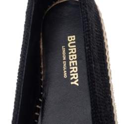 Pre Owned Burberry Black Cotton Monogram Motif Espadrilles Flats Size 37.5