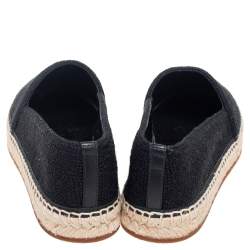 Pre Owned Burberry Black Cotton Monogram Motif Espadrilles Flats Size 37.5