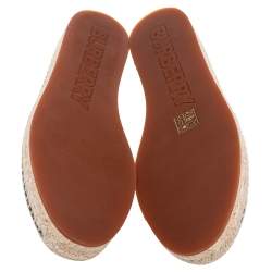 Pre Owned Burberry Black Cotton Monogram Motif Espadrilles Flats Size 37.5