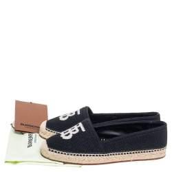 Pre Owned Burberry Black Cotton Monogram Motif Espadrilles Flats Size 37.5