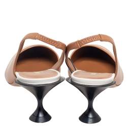 Pre Owned Burberry Tan Leather Leticia Slingback Pointed Toe Pumps Size 38