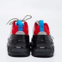 Pre Owned Burberry Black/Grey Fabric And Suede Arthur Sneakers Size 39