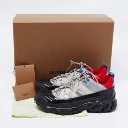 Pre Owned Burberry Black/Grey Fabric And Suede Arthur Sneakers Size 39