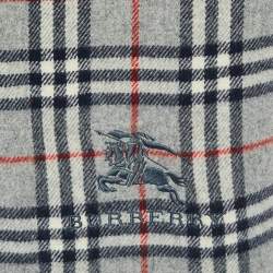 Pre Owned Burberry London Vintage Grey Nova Check Wool Fringed Scarf