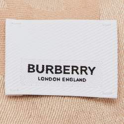 Pre Owned Burberry Peach Wool Silk Logo Scarf