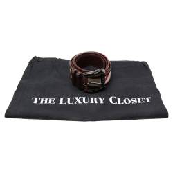 Pre Owned Burberry Dark Brown House Check Canvas and Leather Buckle Belt 90CM