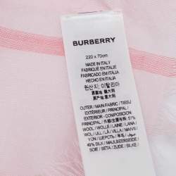 Pre Owned Burberry London Pink Giant Check Pattern Silk & Wool Fringed Scarf