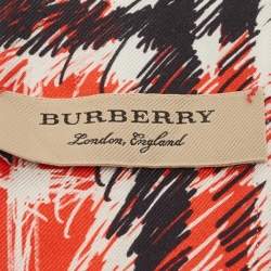 Burberry Orange/Beige Scribble Check Print Silk Bandeau Scarf