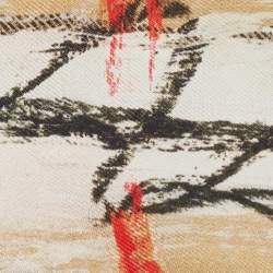 Burberry Orange/Beige Scribble Check Print Silk Bandeau Scarf