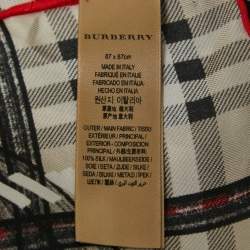 Pre Owned Burberry Beige Scribble Printed Checkered Silk Scarf