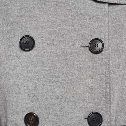 Burberry Grey Wool Blend Double Breasted Coat S