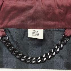 Pre Owned Burberry London Burgundy Nylon Belted Puffer Jacket S