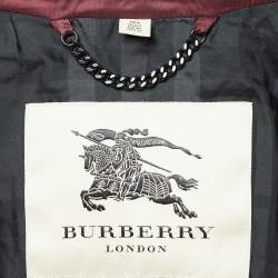 Pre Owned Burberry London Burgundy Nylon Belted Puffer Jacket S