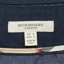 Pre Owned Burberry London Navy Blue Layered Faux Wrap Skirt S