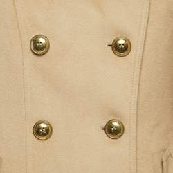 Pre Owned Burberry London Brown Wool Double Breasted Belt Detail Over Coat S
