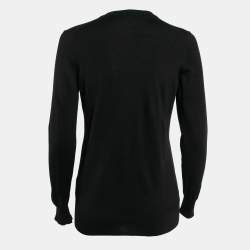 Pre Owned Burberry London Black Wool Knit V-Neck Full Sleeves Sweater S