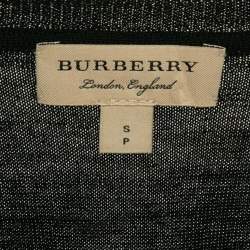 Pre Owned Burberry London Black Wool Knit V-Neck Full Sleeves Sweater S