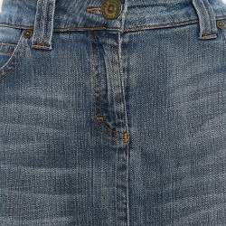 Pre Owned Burberry London Blue Denim Washed Mini Skirt S
