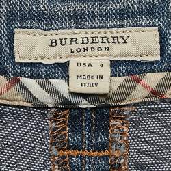 Pre Owned Burberry London Blue Denim Washed Mini Skirt S