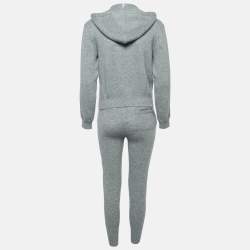 Pre Owned Burberry Grey Cashmere Knit Jacket and Sweatpants Set S