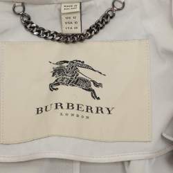 Burberry Beige Nylon Double Breasted Belted Trench Coat