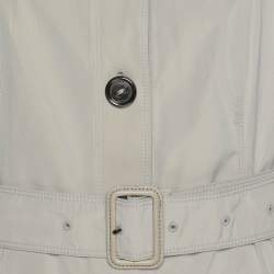 Burberry Beige Nylon Double Breasted Belted Trench Coat