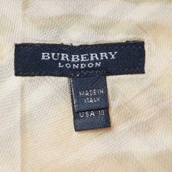 Pre Owned Burberry Beige Plaid Cotton Blend Midi Skirt M