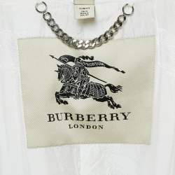 Pre Owned Burberry London White Cotton Double Breasted Slim Fit Trench Coat S