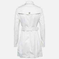 Pre Owned Burberry London White Cotton Double Breasted Slim Fit Trench Coat S