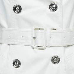 Pre Owned Burberry London White Cotton Double Breasted Slim Fit Trench Coat S