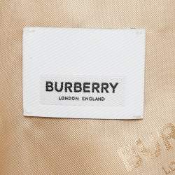 Pre Owned Burberry London Beige/Brown Logo Print Canvas and Leather Zip-Up Jacket XXS