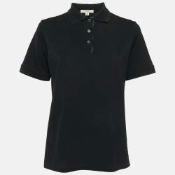 Burberry London Black Logo Embroidered Cotton Polo T-Shirt  M