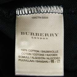 Burberry London Black Logo Embroidered Cotton Polo T-Shirt  M