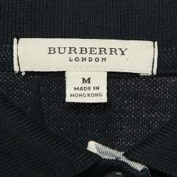 Burberry London Black Logo Embroidered Cotton Polo T-Shirt  M