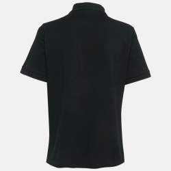 Burberry London Black Logo Embroidered Cotton Polo T-Shirt  M